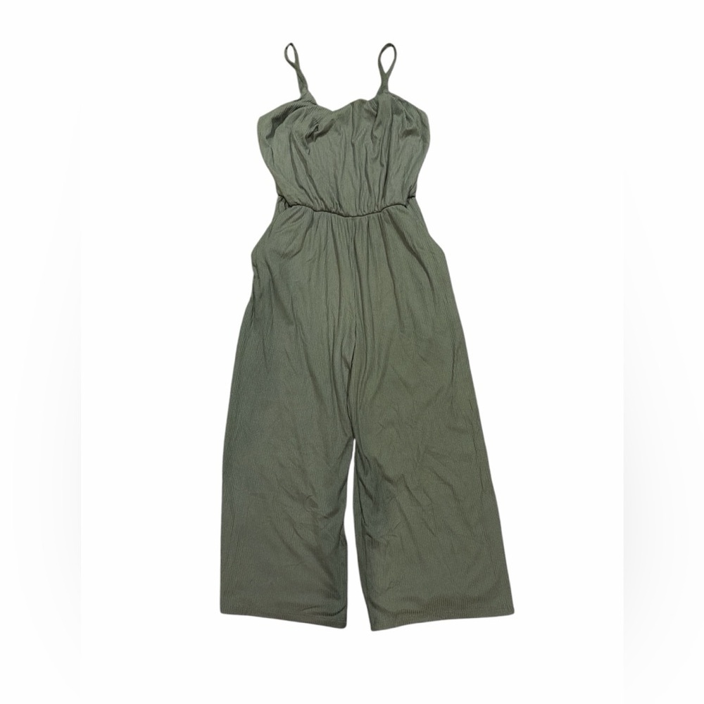 Gilli Olive Green Ribbed Jumpsuit
